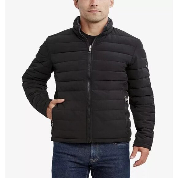 NEW Nautica Men's S Black Quilted Puffer Jacket Water & Wind Resistant Polyester - Picture 1 of 11